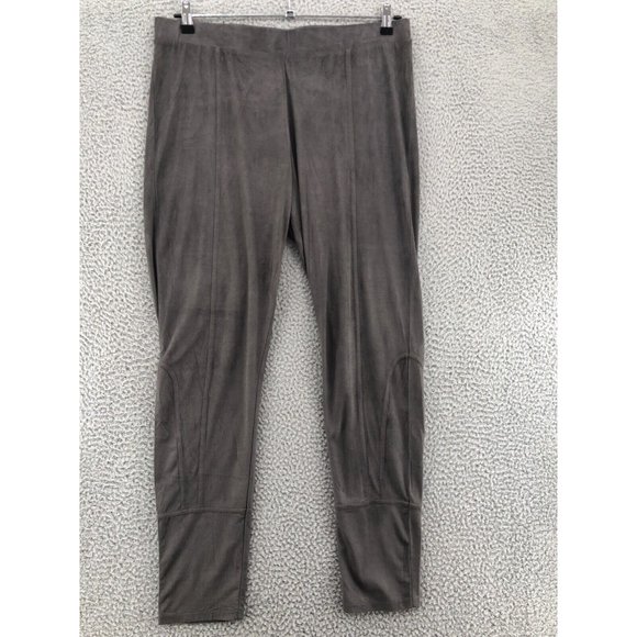 Soft Surroundings Pants Womens Large Gray Faux Suede Stretch Slim Leg Pull On - Picture 1 of 11